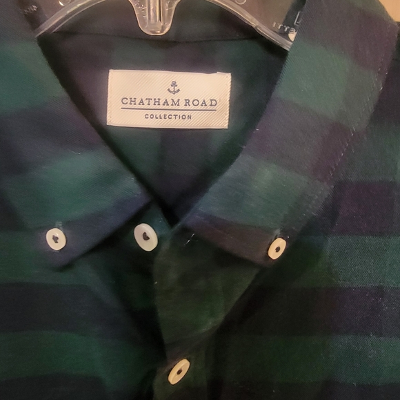 NWT Chatham Road Mens Sz M Green Navy Plaid Shirt Preppy - Picture 7 of 7